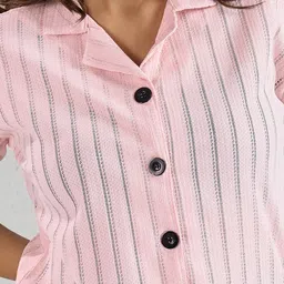 dressberry Women Regular Fit Solid Lapel Collar Casual Shirt image 4