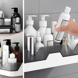 vaughn Self-Adhesive Bathroom Rack, Bathroom Shelf Organizer, Wall Mounted Shelf Plastic Wall Shelf image 4