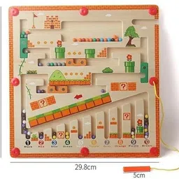 buybeat Wooden Magnetic Maze Puzzle Board for Kids Educational Toy Board Game Accessories image 3