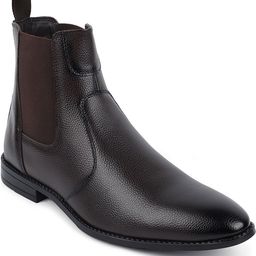 louis stitch Mens Coffee Brown Chelsea Boots with Dual Tone Patina - RGPDCLBB - UK 7 Boots For Men-picture-2