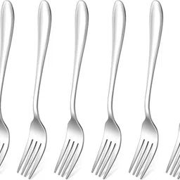 nfi essentials Stainless Steel Fork Set of 6, Premium Table Fruit Forks Set for Home & Kitchen Stainless Steel Dessert Fork, Dinner Fork, Fruit Fork, Salad Fork Set image 1