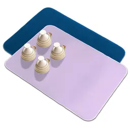 Kuber Industries Blue & Purple 2 Pieces Rectangular Dish Dry Mats image 2