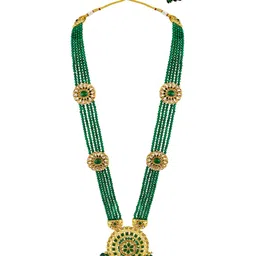 Peora Gold- Plated Kundan Studded & Beaded Jewellery Set image 3