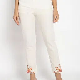 W Women Off White Slim Fit Trouser-image-15