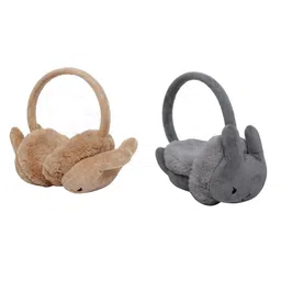 FabSeasons Unisex Kids Grey & Brown Set of 2 Fur Hair Accessory Set-image-57