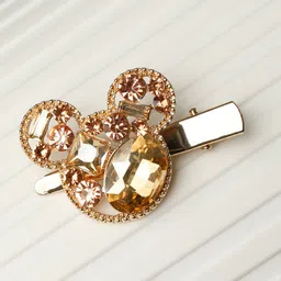 Priyaasi Women Gold-Toned Gold Plated Teddy Bear Hair Pin-image-19