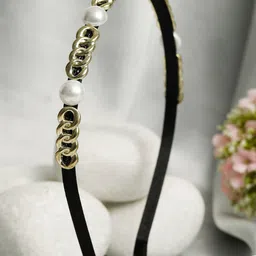 Priyaasi Women Gold-Toned & White Embellished Hairband-picture-27