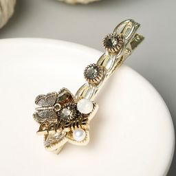 Priyaasi Women Gold-Toned & White Embellished Alligator Hair Clip-picture-18