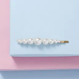 Arendelle Women Gold-Toned & White Beaded Bobby Pins-image-12