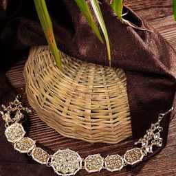 Saraf RS Jewellery Women Gold-Plated & White Beaded Hairband-picture-14