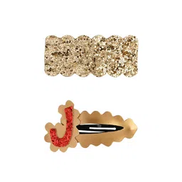Aye Candy Girls Set of 2 Gold-Toned & Red Embellished Tic Tac Hair Clips-image-85