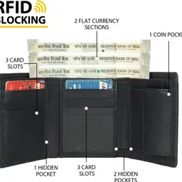 leder street Men & Women Trendy, Formal Black Genuine Leather RFID Wallet image 4