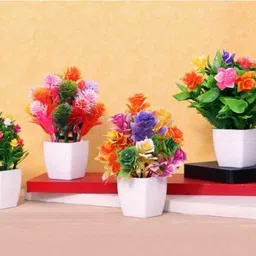 Artificial Flower Plants with White Pot Home & Office Table Decoration Multicolor Wild Flower Artificial Flower with Pot-image-50