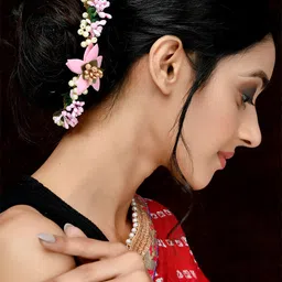 Silvermerc Designs Women Pink & Gold-Toned Embellished Hair Accessory Set-picture-12