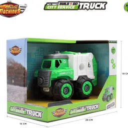 skoodle Mini Machines Build & Go Compactor Garbage Truck Toy With T-Shape Screw Driver image 2