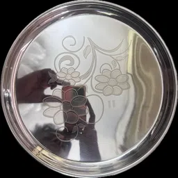 Stainless Steel Plate (heavy weight) lazer design Not microwave safe Dinner Plate-image-4