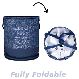 Kuber Industries White & Teal 3 Pieces Floral Printed Foldable Laundry Bags image 4