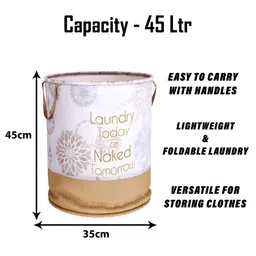 Kuber Industries White & Teal 3 Pieces Floral Printed Foldable Laundry Bags image 2