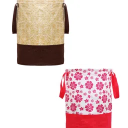 Kuber Industries Set Of 2 Beige & Pink Printed Waterproof Laundry Bags-picture-30