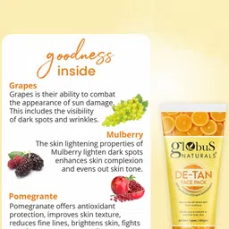 Globus naturals Set of 2 De Tan Face Pack with Grapes & Mulberry - 100 g Each image 3