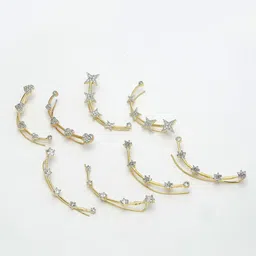 DressBerry Set Of 4 Gold-Plated & White American Diamond Contemporary Ear Cuff image 3