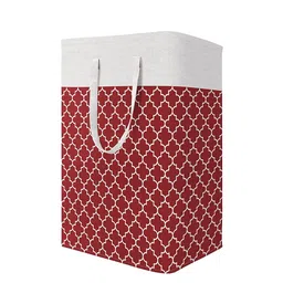 HOUSE OF QUIRK Red & White Collapsible Waterproof Large Laundry Bag with Handles 75L image 1