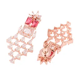 Saraf RS Jewellery Rose Gold-Plated & Red AD & CZ-Studded Contemporary Jewellery Set image 5