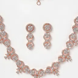 Anouk Rose Gold-Plated AD Studded Necklace & Earrings image 2