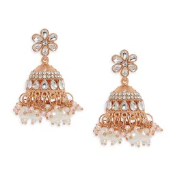 VATSALYA creation Rose Gold-Plated Stone-Studded & Beaded Jewellery Set image 4