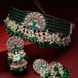 Sukkhi Gold-Plated Kundan-Studded & Beaded Jewellery Set image 1