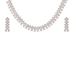 RATNAVALI JEWELS Silver-Plated Cubic Zirconia Studded Jewellery Set-image-19