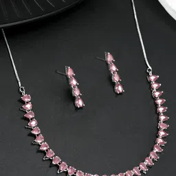 PRIVIU Rhodium-Plated AD-Studded Jewellery Set-picture-22