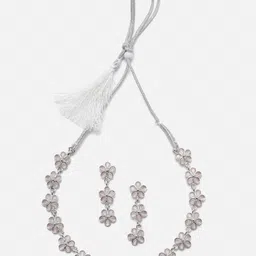 Aazeen Rhodium-Plated AD-Studded Jewellery Set-picture-29