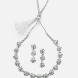 Aazeen Rhodium-Plated AD-Studded Jewellery Set-picture-32