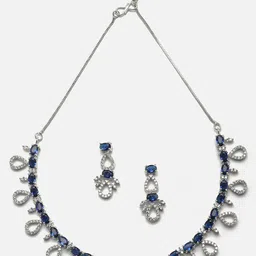 Aazeen Rhodium-Plated AD-Studded Jewellery Set-picture-34
