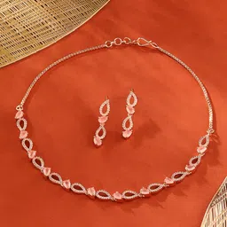 Zaveri Pearls Rose Gold-Plated CZ Studdded Jewellery Set-image-53