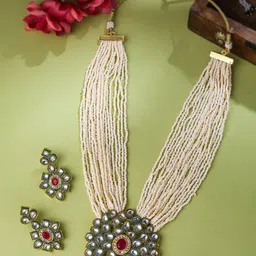 NVR Gold-Plated Kundan Studded Jewellery Set image 1