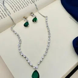 ABDESIGNS Silver-Plated American Diamond- Studded Jewellery Set-picture-29