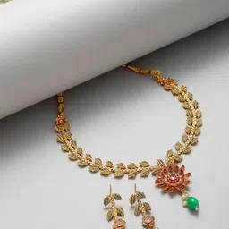 Kennice Gold-Plated Stone Studded & Beaded Jewellery Set-picture-12