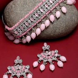 Kennice Women Silver-Plated Kundan-Studded & Beaded Jewellery Set-picture-40