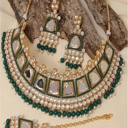 VATSALYA creation Gold-Plated Kundan Studded & Beaded Jewellery Set-picture-33