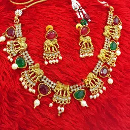 Anujeet Fashion Hub Stone Studded & Beaded Jewellery Set-picture-14