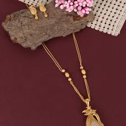 JEWELS GEHNA Gold-Plated White Stone Studded Beaded Jewellery Set image 1