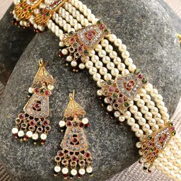 Kennice Pearl-Beaded Choker Jewellery Set-picture-30