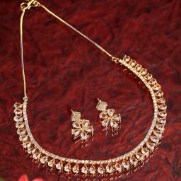 ZENEME Gold Plated American Diamond Studded Jewellery Set-picture-14
