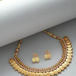 ZENEME Gold-Plated Pearl Studded Jewellery Set-picture-39