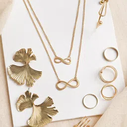 JOKER & WITCH Gold Toned Blooming Gold Jewellery Set image 1