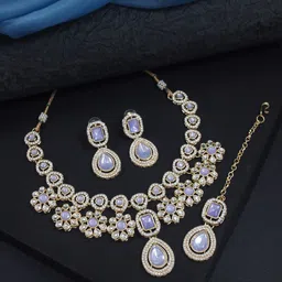 I Jewels Gold-Plated Stone-Studded Choker Jewellery Set-picture-31