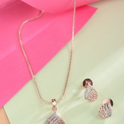 Saraf RS Jewellery Rose Gold-Plated & White AD Studded Jewellery Set-picture-23