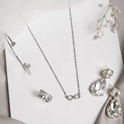 JOKER & WITCH Silver-Toned Stone-Studded Jewellery Set-picture-30